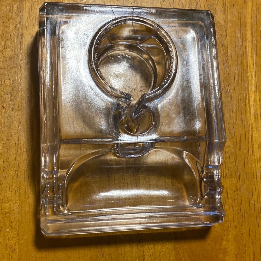 Vintage Glass Inkwell Desk Tray Clear Rectangular Excellent Pen Rest Paperweight
